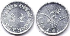 монета Тайвань 1 цзяо 1970