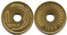 монета Турция 1 куруш 1950