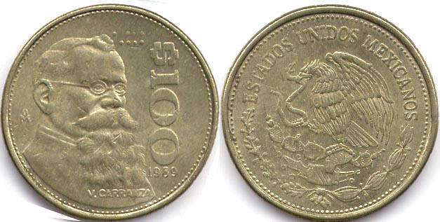 монета Mexico 100 песо 1989