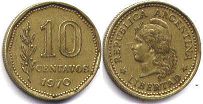 монета Аргентина 10 сентаво 1970