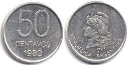 монета Аргентина 50 сентаво 1983