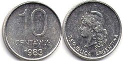 монета Аргентина 10 сентаво 1983