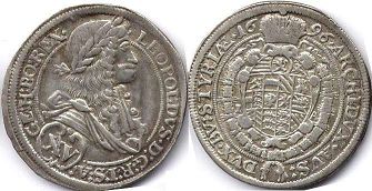 монета Австрия 15 крейцеров 1696