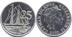 монета Каймановы Острова 25 центов 2002
