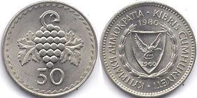 монета Кипр 50 милс 1980