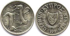 монета Кипр 2 цента 1998