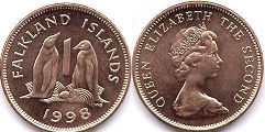 монета Фолклендские Острова 1 пенни 1998