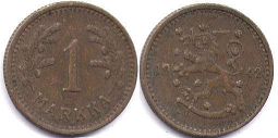 монета Финляндия 1 марка 1942