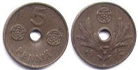 монета Финляндия 5 1 пенни 1942