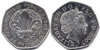 монета Великобритания 50 пенсов 2007