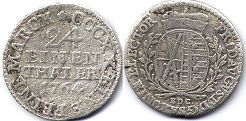 монета Саксония 1/24 талера 1764