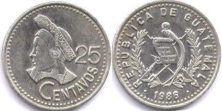 монета Гватемала 25 сентаво 1986