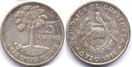 монета Гватемала 5 сентаво 1961