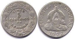 монета Гондурас 5 сентаво 1972