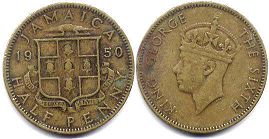 монета Ямайка 1/2 пенни 1950
