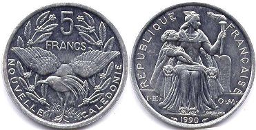 монета Новая Каледония 5 франков 1990