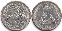 монета Никарагуа 10 сентаво 1972