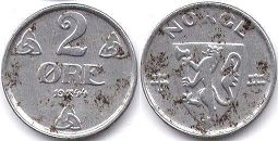 монета Норвегия 2 эре 1944