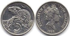 монета Новая Зеландия 5 центов 1988