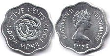 монета Сейшельские Острова 5 центов 1972
