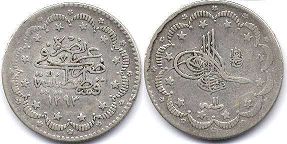 монета Турция Османская 5 курушей 1886