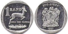 монета ЮАР 1 рэнд 1997 (1996, 1997, 1998, 1999, 2000)