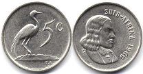 монета ЮАР 5 центов 1969
