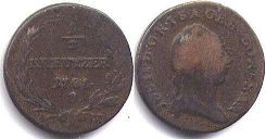 монета Австрия 1/2 крейцера 1781
