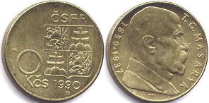 монета Чехословакия 10 крон 1990