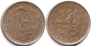 монета Чехия 10 крон 2000