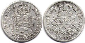 монета Дания 12 скиллингов 1717