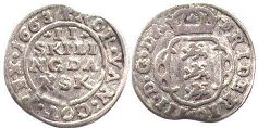 монета Дания 2 скиллинга 1663