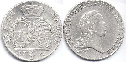 монета Саксония 2/3 талера 1771