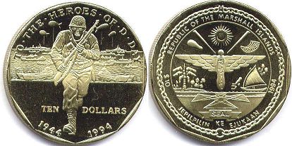 монета Маршалловых Островов 10 долларов 1994