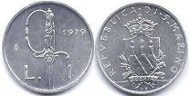 монета Сан-Марино 1 лира 1979