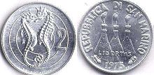 монета Сан-Марино 2 лиры 1975