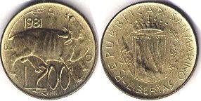 монета Сан-Марино 200 лир 1981