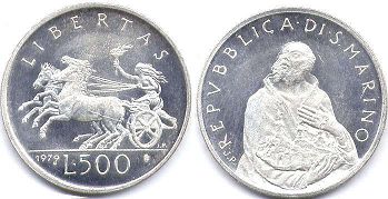 монета Сан-Марино 500 лир 1979