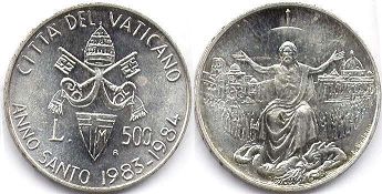 монета Ватикан 500 лир 1983