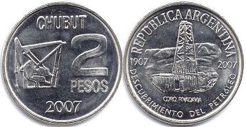 монета Аргентина 2 песо 2007