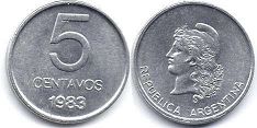 монета Аргентина 5 сентаво 1983