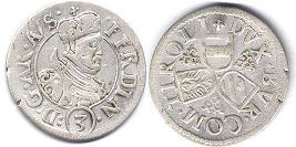 монета Австрия 3 крейцера 1564-1595