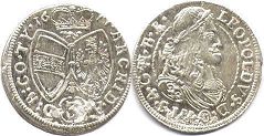 монета Австрия 3 крейцера 1677