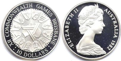 монета Австралия 10 долларов 1982