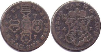 монета Льеж 4 лиарда 1751