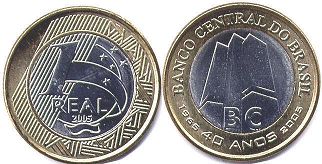 монета Бразилия 1 реал 2005