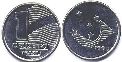 монета Бразилия 1 крузейро 1990