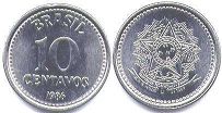 монета Бразилия 10 сентаво 1986