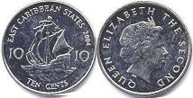 монета Восточно-Карибcкие Государства 10 центов 2004