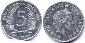 монета Восточно-Карибcкие Государства 5 центов 2004